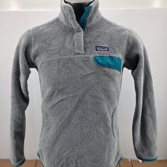 Patagonia Re-Tool Quarter Snap Fleece Pullover Gray/Teal Women's Pro Size Large - Picture 1 of 16